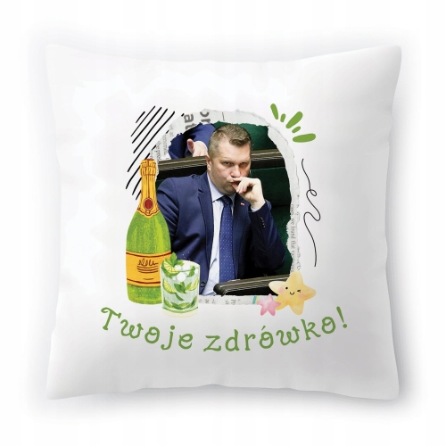 Poduszka Przemysław Czarnek PiS na Prezent z Nadrukiem ze Zdjęciem