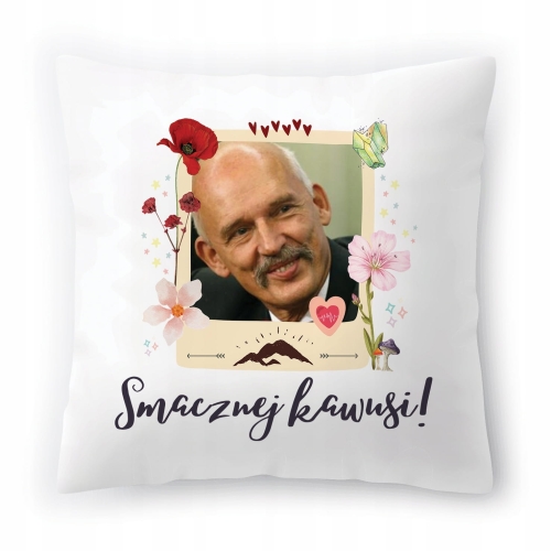 Poduszka Korwin Janusz Korwin Mikke Wolność z Nadrukiem ze Zdjęciem