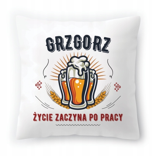 Poduszka Dla Grzegorza na Urodziny na Prezent z Nadrukiem ze Zdjęciem