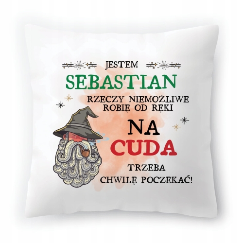 Poduszka Dla Sebastiana na Urodziny na Prezent z Nadrukiem ze Zdjęciem