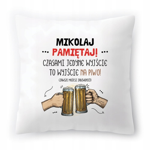Poduszka Dla Mikołaja na Urodziny Imieniny Prezent z Nadrukiem ze Zdjęciem