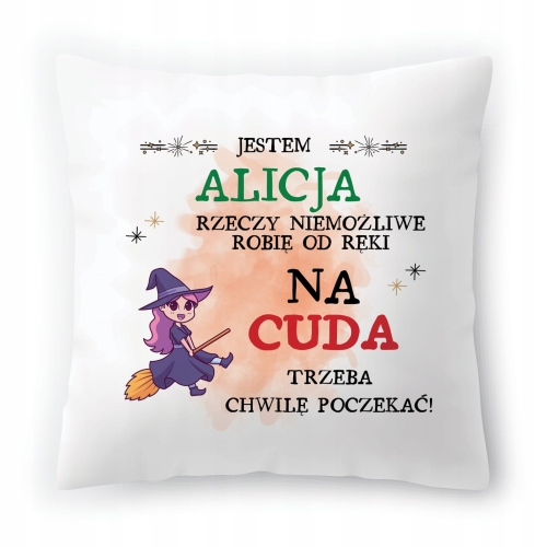 Poduszka Dla Alicji na Urodziny Imieniny Prezent z Nadrukiem ze Zdjęciem