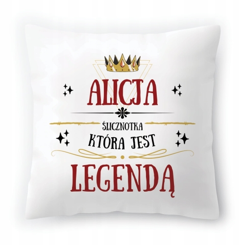 Poduszka Dla Alicji na Urodziny Imieniny Prezent z Nadrukiem ze Zdjęciem