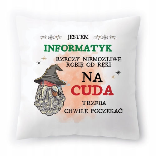 Poduszka Dla Informatyka na Urodziny na Prezent z Nadrukiem ze Zdjęciem
