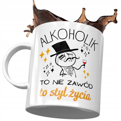 Dla Alkoholika Kubek na Urodziny na Prezent z Nadrukiem ze Zdjęciem