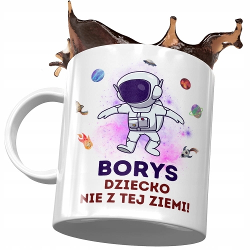 Kubek Dla Borysa Syna na Dzień Dziecka Prezent z Nadrukiem ze Zdjęciem