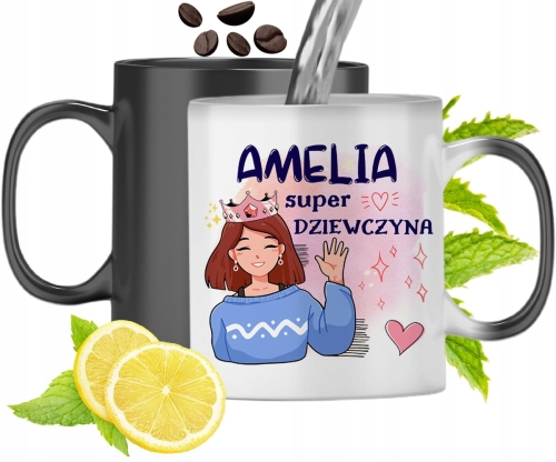 Dla Amelii Kubek Magiczny Córki Dziecka Prezent Z Nadrukiem Ze Zdjęciem