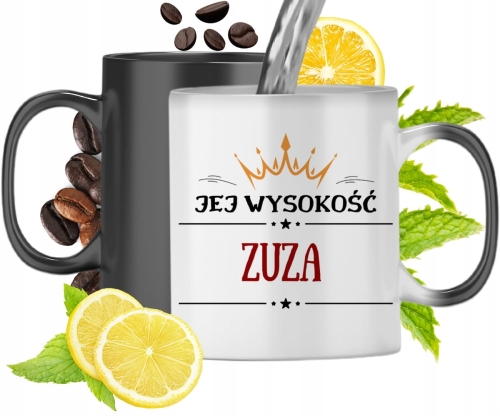 Kubek Magiczny Dla Zuzy Czarny Matowy z Nadrukiem ze Zdjęciem 330ml