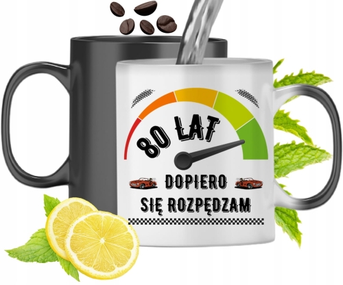 Kubek Magiczny Na Urodziny 80Te Zmieniający Kolor Z Nadrukiem Ze Zdjęciem