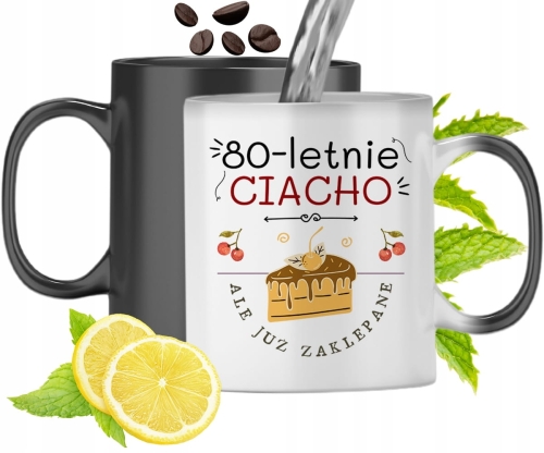 Kubek Magiczny Na Urodziny 80Te Zmieniający Kolor Z Nadrukiem Ze Zdjęciem