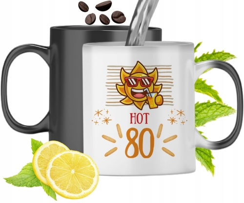 Kubek Magiczny Na Urodziny 80Te Zmieniający Kolor Z Nadrukiem Ze Zdjęciem