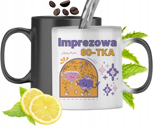 Kubek Magiczny Na Urodziny 80Te Zmieniający Kolor Z Nadrukiem Ze Zdjęciem