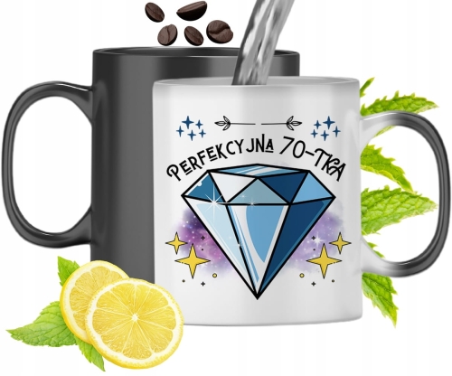 Kubek Magiczny Na Urodziny 70Te Zmieniający Kolor Z Nadrukiem Ze Zdjęciem