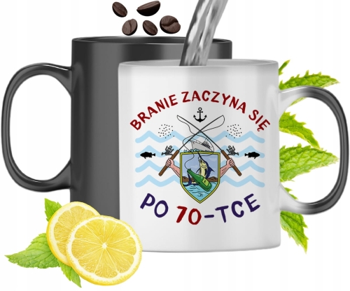 Kubek Magiczny Na Urodziny 70Te Zmieniający Kolor Z Nadrukiem Ze Zdjęciem