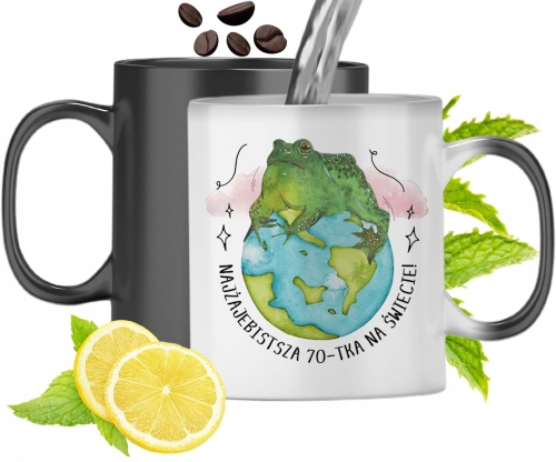 Kubek Magiczny Na Urodziny 70Te Zmieniający Kolor Z Nadrukiem Ze Zdjęciem