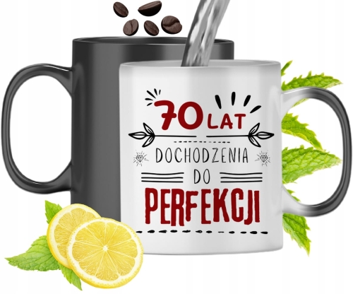 Kubek Magiczny Na Urodziny 70Te Zmieniający Kolor Z Nadrukiem Ze Zdjęciem