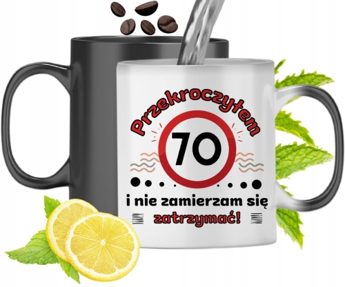 Kubek Magiczny Na Urodziny 70Te Zmieniający Kolor Z Nadrukiem Ze Zdjęciem