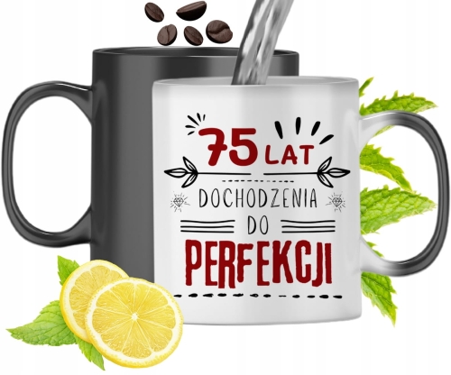 Kubek Magiczny Na Urodziny 75Te Zmieniający Kolor Z Nadrukiem Ze Zdjęciem