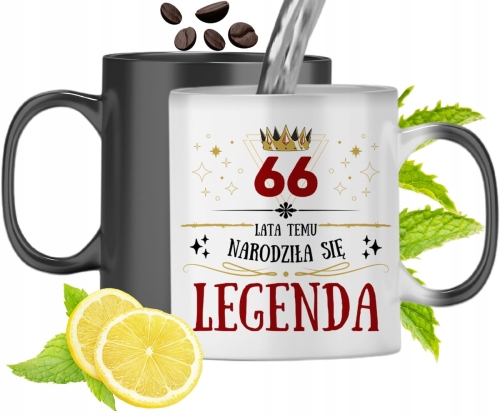 Kubek Magiczny Na Urodziny 66Ste Zmieniający Kolor Z Nadrukiem Ze Zdjęciem