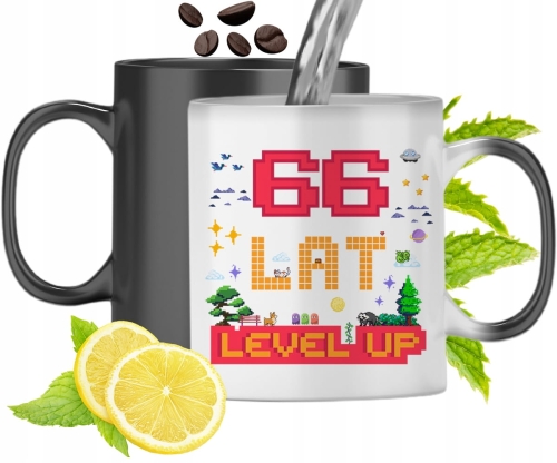 Kubek Magiczny Na Urodziny 66Ste Zmieniający Kolor Z Nadrukiem Ze Zdjęciem