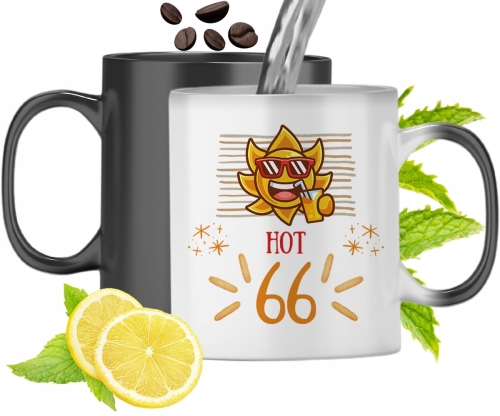 Kubek Magiczny Na Urodziny 66Ste Zmieniający Kolor Z Nadrukiem Ze Zdjęciem