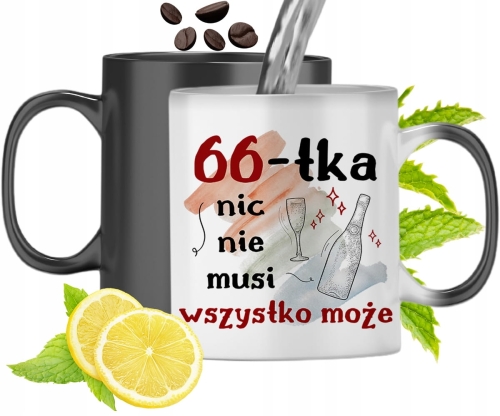 Kubek Magiczny Na Urodziny 66Ste Zmieniający Kolor Z Nadrukiem Ze Zdjęciem