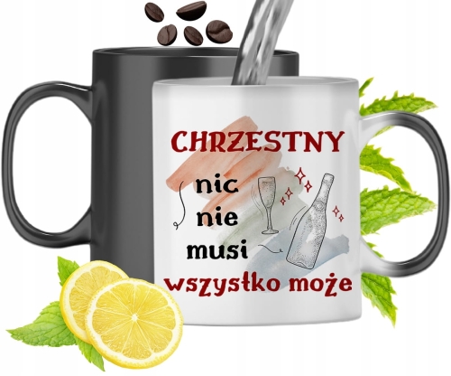 Kubek Magiczny Dla Chrzestnego Zmieniający Kolor Z Nadrukiem Ze Zdjęciem