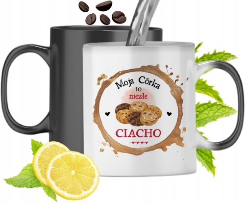 Kubek Magiczny Dla Córki Czarny Zmieniający Kolor Z Nadrukiem Ze Zdjęciem