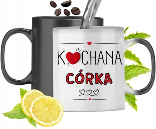 Kubek Magiczny Dla Córki Czarny Zmieniający Kolor Z Nadrukiem Ze Zdjęciem