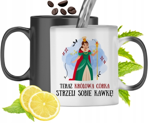 Kubek Magiczny Dla Córki Czarny Zmieniający Kolor Z Nadrukiem Ze Zdjęciem