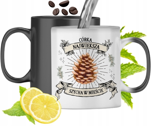 Kubek Magiczny Dla Córki Czarny Zmieniający Kolor Z Nadrukiem Ze Zdjęciem