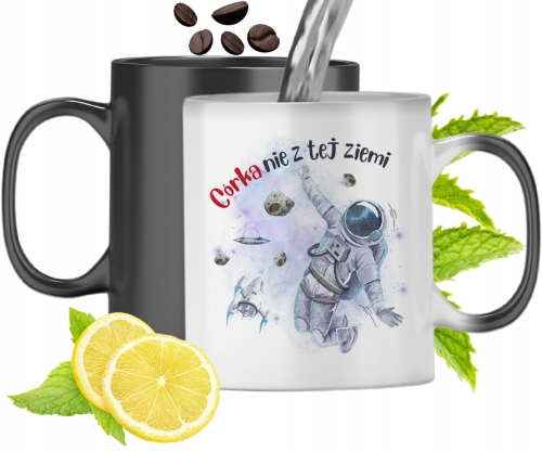 Kubek Magiczny Dla Córki Czarny Zmieniający Kolor Z Nadrukiem Ze Zdjęciem