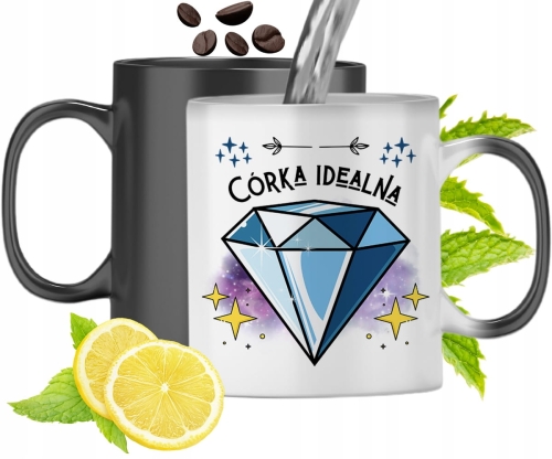 Kubek Magiczny Dla Córki Czarny Zmieniający Kolor Z Nadrukiem Ze Zdjęciem