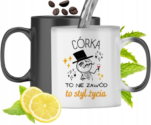 Kubek Magiczny Dla Córki Czarny Zmieniający Kolor Z Nadrukiem Ze Zdjęciem