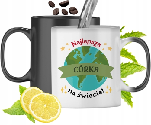 Kubek Magiczny Dla Córki Czarny Zmieniający Kolor Z Nadrukiem Ze Zdjęciem