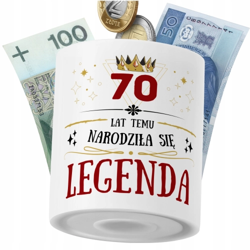 Skarbonka Urodziny70 na Prezent z Nadrukiem ze Zdjęciem PoliDraw