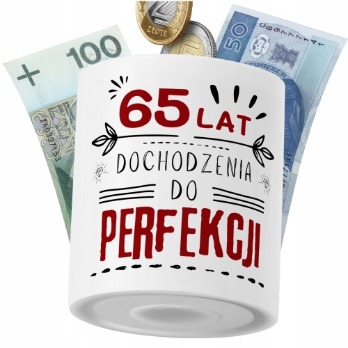 Skarbonka Urodziny65 na Prezent z Nadrukiem ze Zdjęciem PoliDraw