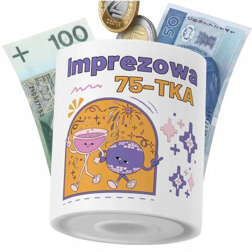 Skarbonka Urodziny75 na Prezent z Nadrukiem ze Zdjęciem PoliDraw