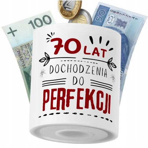 Skarbonka Urodziny70 na Prezent z Nadrukiem ze Zdjęciem PoliDraw