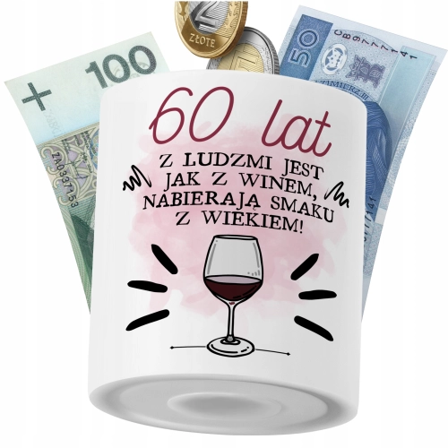 Skarbonka Urodziny60 na Prezent z Nadrukiem ze Zdjęciem PoliDraw