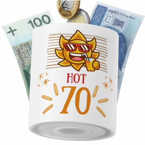 Skarbonka Urodziny70 na Prezent z Nadrukiem ze Zdjęciem PoliDraw