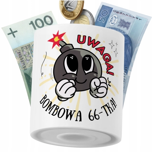 Skarbonka Urodziny66 na Prezent z Nadrukiem ze Zdjęciem PoliDraw