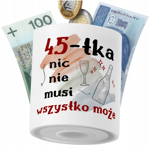 Skarbonka Urodziny45 na Prezent z Nadrukiem ze Zdjęciem PoliDraw