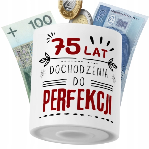 Skarbonka Urodziny75 na Prezent z Nadrukiem ze Zdjęciem PoliDraw