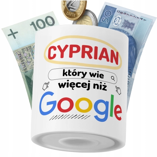 Skarbonka Dla Cypriana Syna Dziecka z Nadrukiem ze Zdjęciem