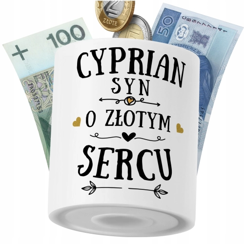 Skarbonka Dla Cypriana Syna Dziecka z Nadrukiem ze Zdjęciem