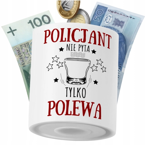 Skarbonka Dla Policjanta na Prezent z Nadrukiem ze Zdjęciem PoliDraw