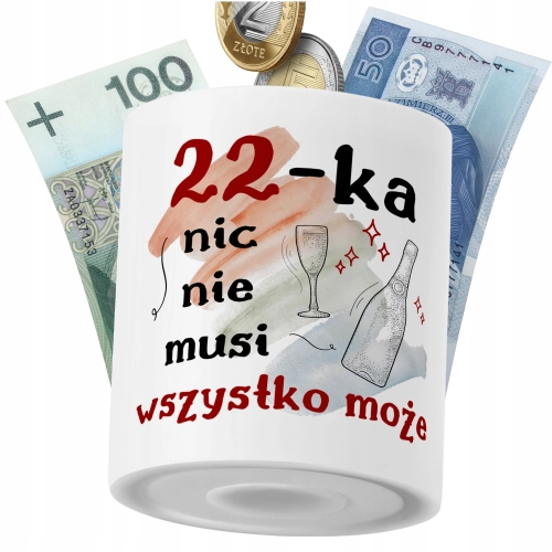 Skarbonka Urodziny22 na Prezent z Nadrukiem ze Zdjęciem PoliDraw
