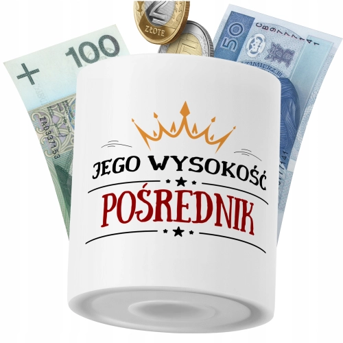 Skarbonka Dla Pośrednika na Prezent z Nadrukiem ze Zdjęciem PoliDraw