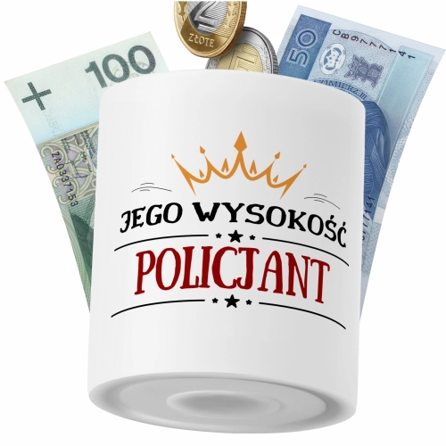 Skarbonka Dla Policjanta na Prezent z Nadrukiem ze Zdjęciem PoliDraw